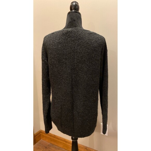 Christmas Holiday Womens Gray Sweater Candy Cane Cutie Sz Medium Fuzzy Unique - Picture 4 of 8